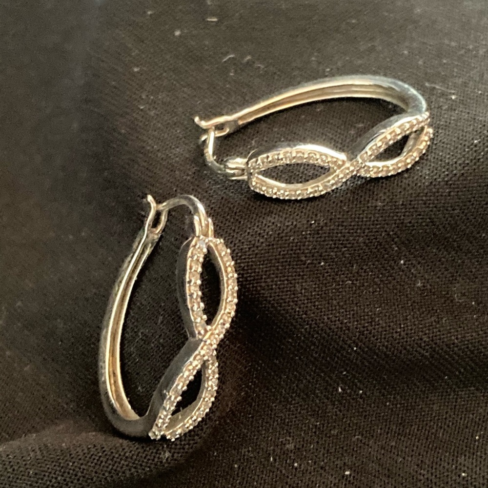 Diamond & sterling silver earrings